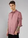 Men Slim Fit Solid Spread Collar Casual Shirt - Image 5